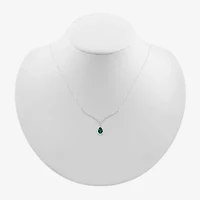 Womens Green Sterling Silver 16 1/2 Inch Collar Necklace