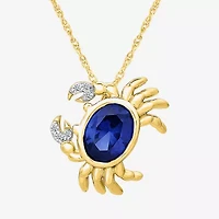 Womens Lab Created Blue Sapphire 14K Gold Over Silver Oval 18 Inch Pendant Necklace