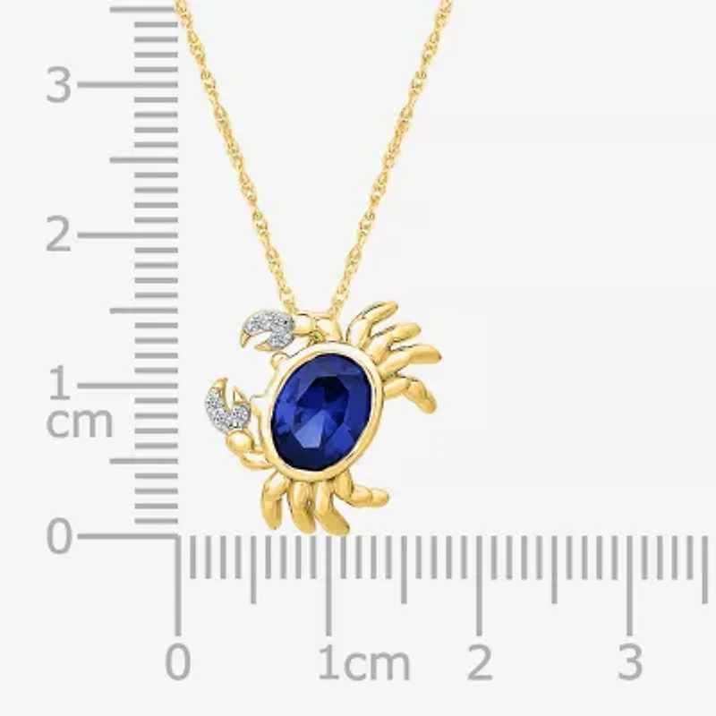 Womens Lab Created Blue Sapphire 14K Gold Over Silver Oval 18 Inch Pendant Necklace