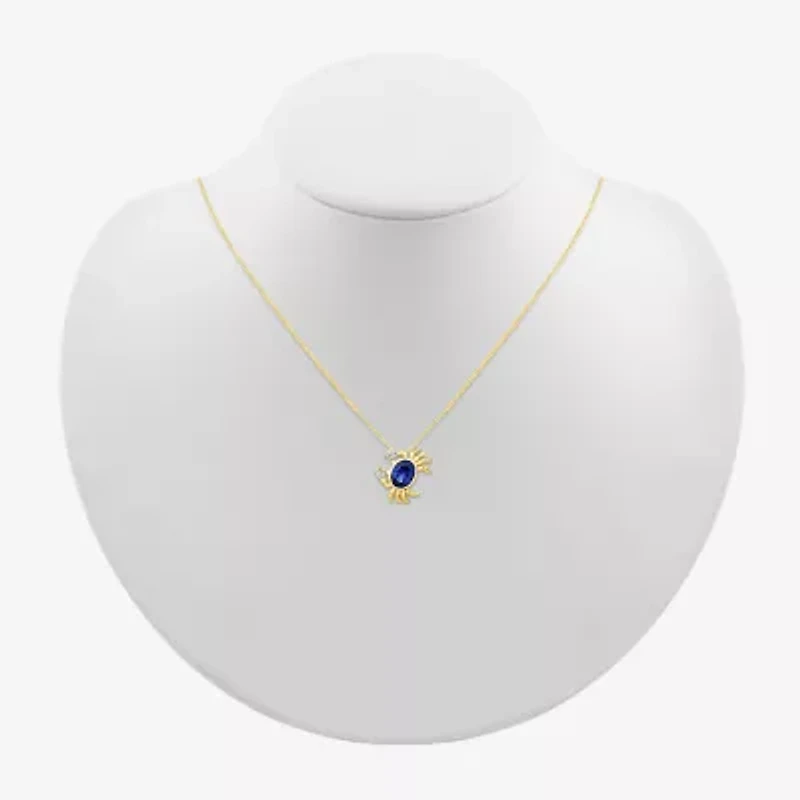 Womens Lab Created Blue Sapphire 14K Gold Over Silver Oval 18 Inch Pendant Necklace