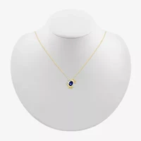 Womens Lab Created Blue Sapphire 14K Gold Over Silver Oval 18 Inch Pendant Necklace