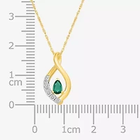 Womens Lab Created Green Emerald Sterling Silver Pear 18 Inch Pendant Necklace