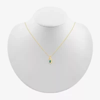 Womens Lab Created Green Emerald Sterling Silver Pear 18 Inch Pendant Necklace