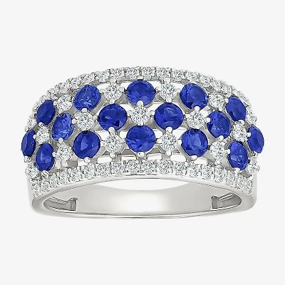 Womens 11M Lab Created Blue Sapphire Sterling Silver Band
