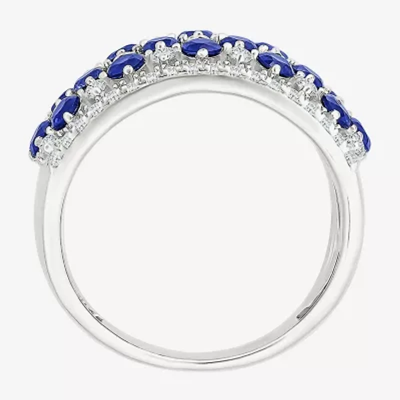 Womens 11M Lab Created Blue Sapphire Sterling Silver Band