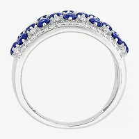 Womens 11M Lab Created Blue Sapphire Sterling Silver Band