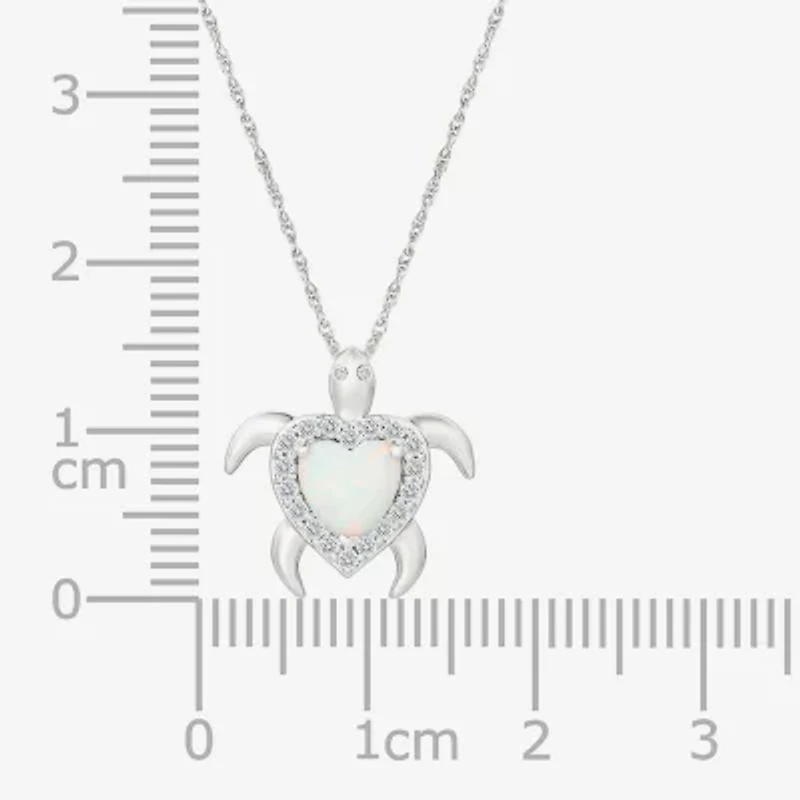 Womens Lab Created Multi Color Opal Sterling Silver Heart 18 Inch Pendant Necklace