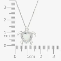 Womens Lab Created Multi Color Opal Sterling Silver Heart 18 Inch Pendant Necklace