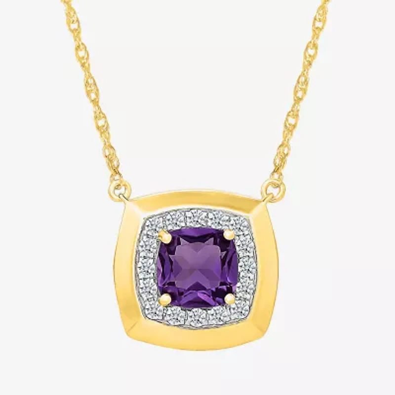 Womens Purple Amethyst Sterling Silver 17 1/2 Inch Locket Necklace