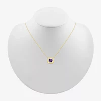 Womens Purple Amethyst Sterling Silver 17 1/2 Inch Locket Necklace