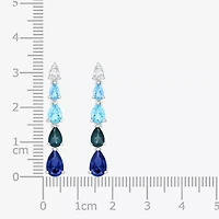 Womens Lab Created Blue Sapphire Sterling Silver Pear Drop Earrings