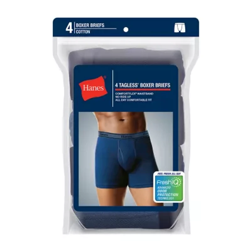 Hanes Cotton Mens 4 Pack Boxer Briefs J742a4