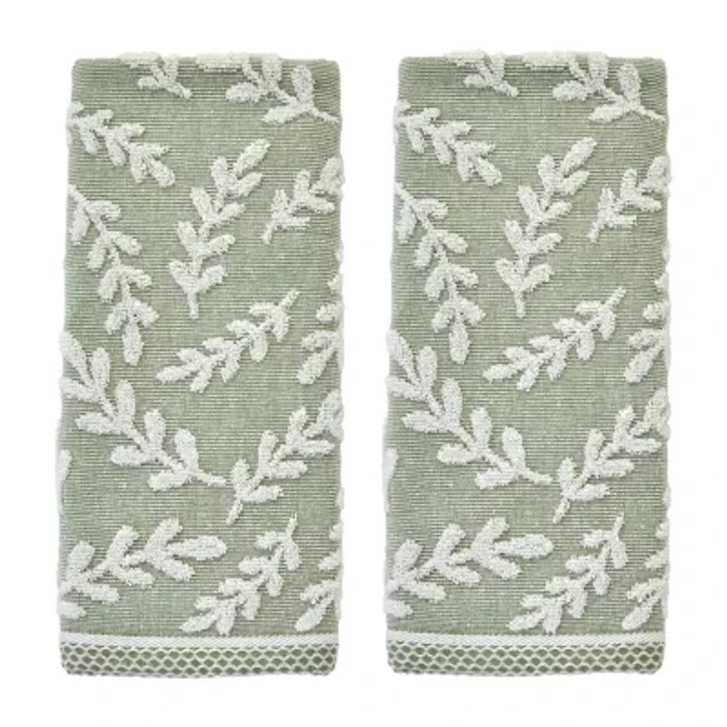 Saturday Knight Leaf Sprig 2-pc. Embellished Floral Hand Towel