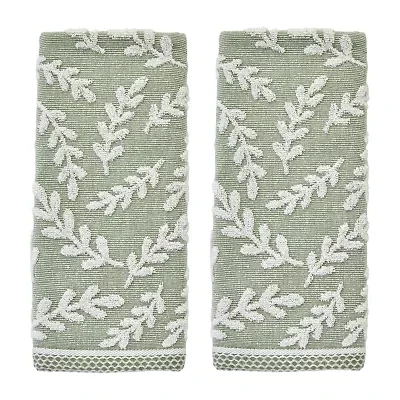 Saturday Knight Leaf Sprig 2-pc. Embellished Floral Hand Towel