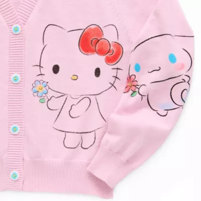 Womens Long Sleeve Button Hello Kitty Juniors Cardigan
