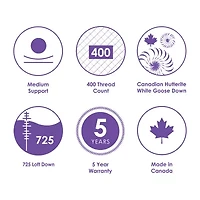 Canadian Down & Feather Company Hutterite Goose , Medium Support Density Bed Pillow