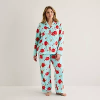 Adonna Womens Fleece Long Sleeve 2-pc. Pajama Sets