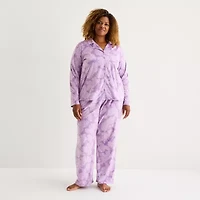 Adonna Womens Fleece Long Sleeve 2-pc. Pajama Set
