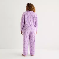 Adonna Womens Fleece Long Sleeve 2-pc. Pajama Set