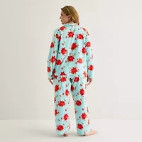 Adonna Womens Fleece Long Sleeve 2-pc. Pajama Sets