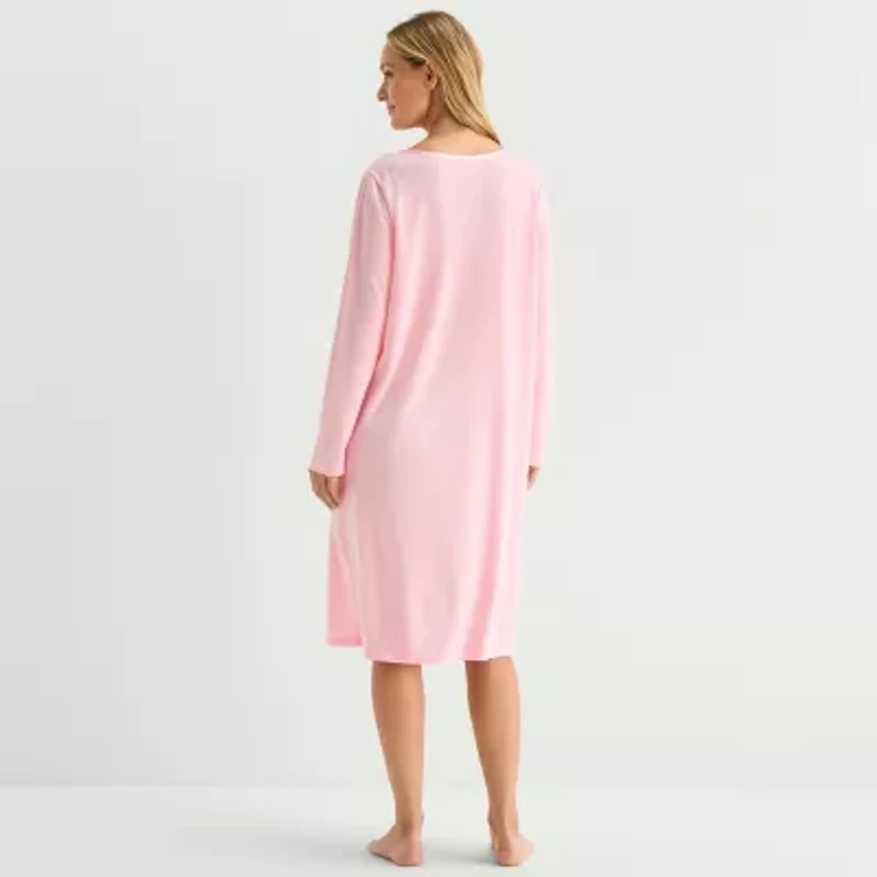 Adonna Womens Round Neck Long Sleeve Nightgown