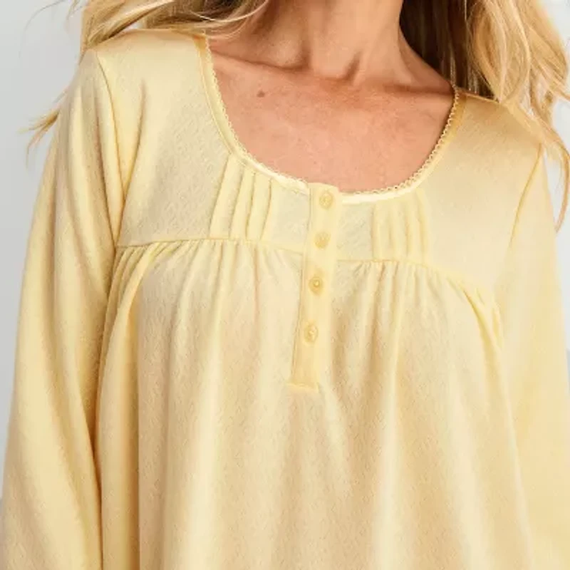 Adonna Womens Long Sleeve Round Neck Nightgown