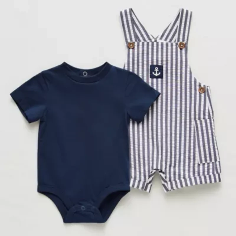 Little Lad Baby Boys 2-pc. Shortall Set