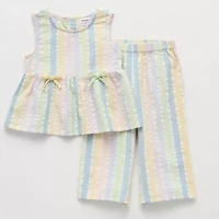 Okie Dokie Seersucker Toddler & Little Girls 2-pc. Pant Set