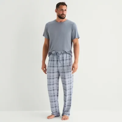 RESTWELL Mens Crew Neck Short Sleeve 2-pc. Pajama Sets