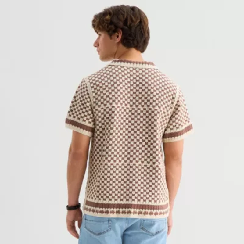 Arizona Mens Short Sleeve Button Polo Sweater