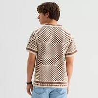 Arizona Mens Short Sleeve Button Polo Sweater