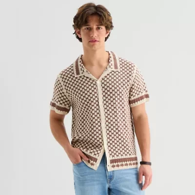 Arizona Mens Short Sleeve Button Polo Sweater