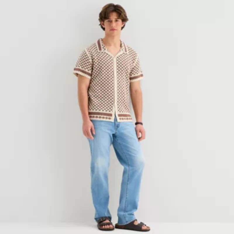 Arizona Mens Short Sleeve Button Polo Sweater