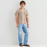 Arizona Mens Short Sleeve Button Polo Sweater