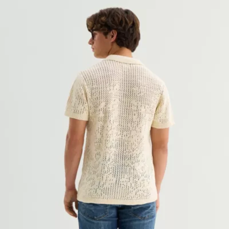 Arizona Mens Short Sleeve Button Polo Sweater