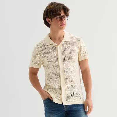 Arizona Mens Short Sleeve Button Polo Sweater