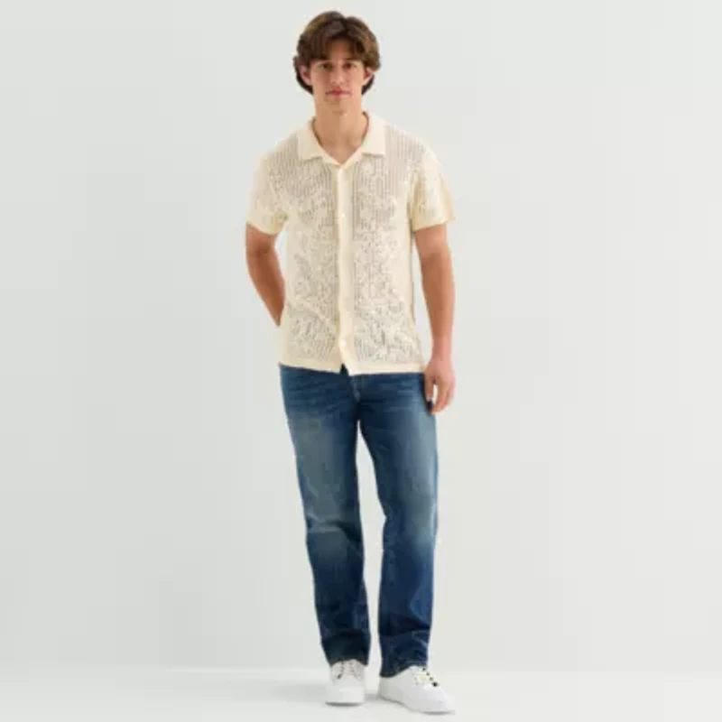 Arizona Mens Short Sleeve Button Polo Sweater