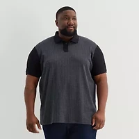Shaquille O'Neal XLG™ Jacquard Big and Tall Mens Short Sleeve Polo Shirt