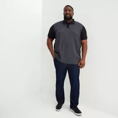 Shaquille O'Neal XLG™ Jacquard Big and Tall Mens Short Sleeve Polo Shirt