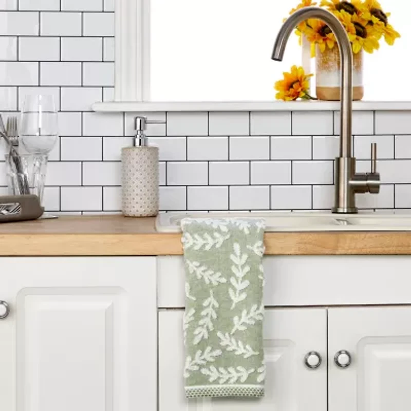 Saturday Knight Leaf Sprig 2-pc. Embellished Floral Hand Towel