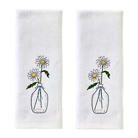 Saturday Knight Daisies In Vase 2-pc. Floral Hand Towel