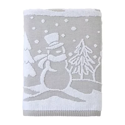 Saturday Knight Scenic Snowmen Embellished Holiday Bath Towel