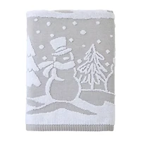 Saturday Knight Scenic Snowmen Embellished Holiday Bath Towel
