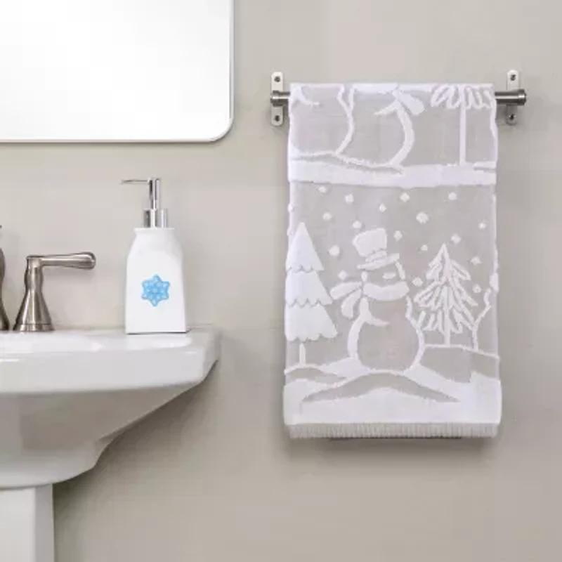 Saturday Knight Scenic Snowmen Embellished Holiday Bath Towel