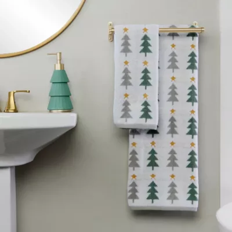 Saturday Knight Multi Trees Embellished Holiday Bath Towel