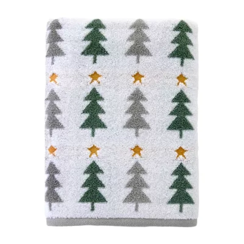 Saturday Knight Multi Trees Embellished Holiday Bath Towel