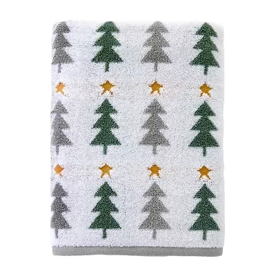 Saturday Knight Multi Trees Embellished Holiday Bath Towel