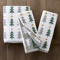 Saturday Knight Multi Trees Embellished Holiday Bath Towel