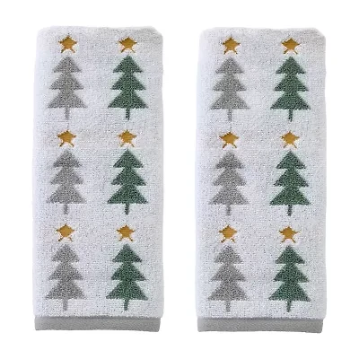 Saturday Knight Multi Trees 2-pc. Embellished Hand Towel