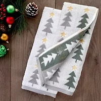 Saturday Knight Multi Trees 2-pc. Embellished Hand Towel
